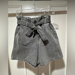 Vervet belted high waist denim shorts
